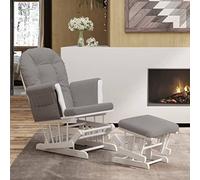 INLIFE Chaise berçante avec Repose-Pied Gris Clair Tissu-351662