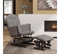 INLIFE Chaise berçante avec Repose-Pied Gris Clair Tissu-351666