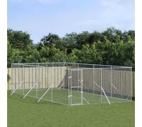 INLIFE Chenil d'extérieur pour Chiens argenté 4x8x2 m Acier galvanisé