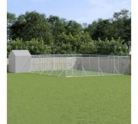 INLIFE Chenil d'extérieur pour Chiens avec Toit argenté 10x10x2,5 m