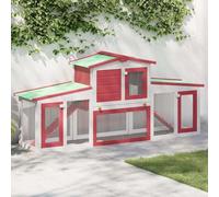 INLIFE Clapier Large d'extérieur Rouge et Blanc 201x45x85 cm Bois