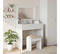 INLIFE Coiffeuse avec étagère Blanc 79 x 41 x 135 cm Bois d'ingénierie