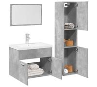 INLIFE Ensemble de Meubles de Salle de Bain 4 pcs Gris béton-3324880