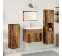 INLIFE Ensemble de mobilier de Salle de Bain 4 pcs Bois Ancien-3332599