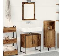 INLIFE Ensemble de mobilier de Salle de Bain avec Porte 2 pcs Marron-3334327