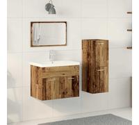 INLIFE Ensemble de mobilier de Salle de Bain avec Porte 4 pcs Marron-3332565