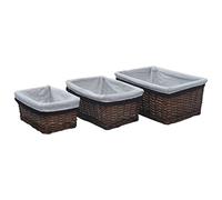 INLIFE Ensemble de paniers gigognes 3 pcs Marron Saule