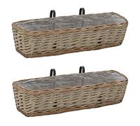 INLIFE Jardinière de Balcon 2 pcs Osier avec Doublure en PE 60 cm
