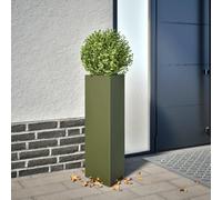 INLIFE Jardinière Vert Olive Triangulaire 30x26x75 cm Acier