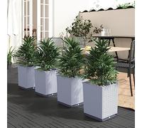 INLIFE Jardinières 4 pcs Gris Clair 30x30x37 cm polypropylène
