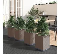 INLIFE Jardinières 4 pcs Marron 30x30x37 cm polypropylène