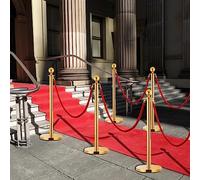 INLIFE Jeu de barrières de File d'attente VIP 3 pcs INOX Doré