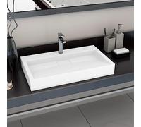 INLIFE Lavabo 80x46x11 cm Fonte minérale/marbre Blanc