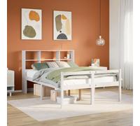 INLIFE Lit bibliothèque sans Matelas Blanc 120x190 cm Bois pin massif-3322005