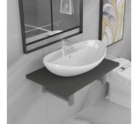 INLIFE Meuble de Salle de Bain en Deux pièces Céramique Gris-279333