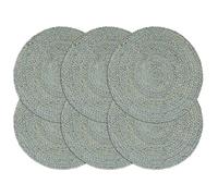 INLIFE Napperons 6 pcs Vert Olive Plain 38 cm Rond Jute