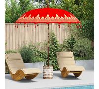INLIFE Parasol balinais avec Base Rouge 215 x 215 x 260 cm