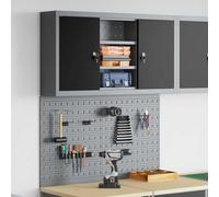 INLIFE Set de Cabinet d'Outils et Pegboard avec étagère 3 pcs Noir