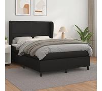 INLIFE Sommier à Lattes de lit avec Matelas Noir 140x190 cm Similicuir-3128907