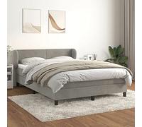 INLIFE Sommier à Lattes de lit et Matelas Gris Clair 140x190cm Velours-3127367