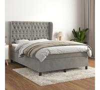 INLIFE Sommier à Lattes de lit et Matelas Gris Clair 140x190cm Velours-3129387