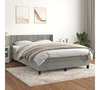 INLIFE Sommier à Lattes de lit et Matelas Gris Clair 140x190cm Velours-3130955