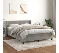INLIFE Sommier à Lattes de lit et Matelas Gris Clair 140x190cm Velours-3131015