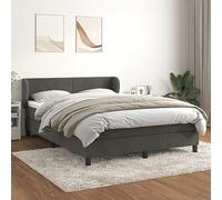 INLIFE Sommier à Lattes de lit et Matelas Gris foncé 140x190cm Velours-3127368