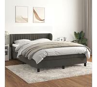 INLIFE Sommier à Lattes de lit et Matelas Gris foncé 140x190cm Velours-3127608