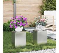 INLIFE Support de Plante 2 pcs Argent 24 x 24 x 35 cm Acier galvanisé