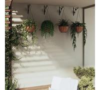 INLIFE Supports de Panier Suspendu avec jardinières 4 pcs Noir acier-3188015