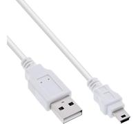 Câble USB 2.0 Mini InLine®, USB A Mâle vers Mini-B Mâle (5pol.), blanc, 0,5m