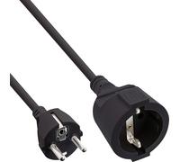 InLine 16400 Rallonge électrique avec contact de protection CEE 7/7 pour l'intérieur - Certifié GS avec protection enfant - 230 V - H05VV-F3G1,5-1 m - Noir