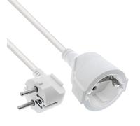 Inline 16400U Câble de rallonge, câble d'alimentation, 1 m, Prise de Terre coudée/Femelle, H05VV-F, pour l'intérieur, Protection renforcée Contre Les Contacts, Blanc