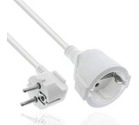 Inline 16400U Câble de rallonge, câble d'alimentation, 1 m, Prise de Terre coudée/Femelle, H05VV-F, pour l'intérieur, Protection renforcée Contre Les Contacts, Blanc