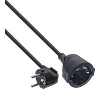InLine 16403Y Câble de rallonge, câble d'alimentation, 3 m, fiche coudée/femelle, H05VV-F, pour l'intérieur, protection renforcée contre les contacts, noir