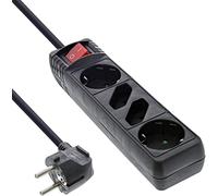 InLine 16441S Bloc multiprise 4 Prises avec 2 Prises de Terre et 2 Prises Euro avec Interrupteur Noir 1,5 m