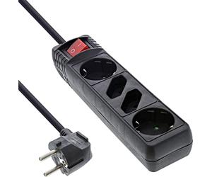 InLine 16441S Bloc multiprise 4 Prises avec 2 Prises de Terre et 2 Prises Euro avec Interrupteur Noir 1,5 m