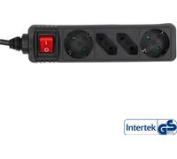 InLine® 16443S Multiprise, 4x, 2x contact de protection + 2x Euro, avec interrupteur, 3m, noir