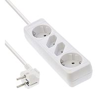 InLine 16445W Multiprise 4 Prises, 2 Prises de Terre et 2 Prises Euro Blanc 5 m