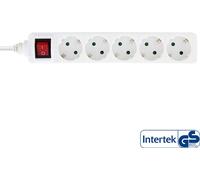 InLine® 16451G Multiprise, 5x contact de protection, avec interrupteur, 1,5m, blanc