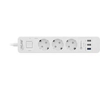InLine 16491 Multiprise 3 Prises avec Protection Contre Les surtensions et Ports USB QuickCharge avec Interrupteur Blanc 1,5 m