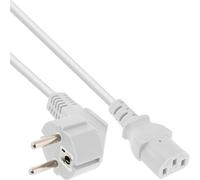 InLine - Câble d'alimentation - power CEE 7/7 (M) pour power IEC 60320 C13 - 3 m - connecteur à 90 ° - blanc