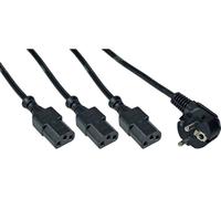 InLine® 16657G Câble réseau en Y, 1x prise de terre à 3x prise dispositifs froids, 1m