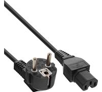 InLine® 16810E Câble réseau, prise de terre coudée sur prise appareils chauds C15 droite, noir, 3m