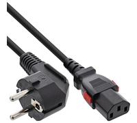Inline 16953L Câble d'alimentation avec Contact de Protection coudé vers C13 verrouillable pour PC, Serveur, Moniteur, Noir, 3 m