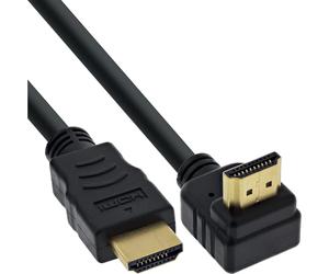 InLine 17001 V Câble HDMI (Fiche coudée High Speed Ethernet, Prise sur, Contacts plaqués Or, 1 m) Noir