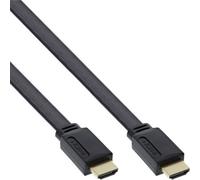 InLine® 17003F Câble plat HDMI, HDMI High Speed avec Ethernet, contacts dorés, noir, 3m