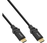 InLine® 17003W Câble HDMI, HDMI High Speed avec Ethernet, mâle/mâle, contacts dorés, noir, prise coudée flexible, 3m