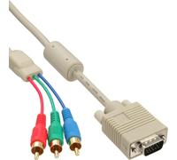 InLine 17202 Câble Moniteur 15pin HD mâle à 3x RCA mâle 2 m Rouge/Vert/Bleu